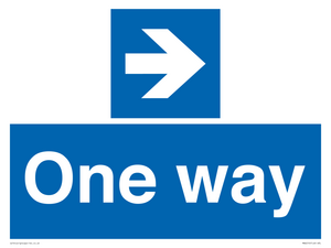 One way with right directional arrow